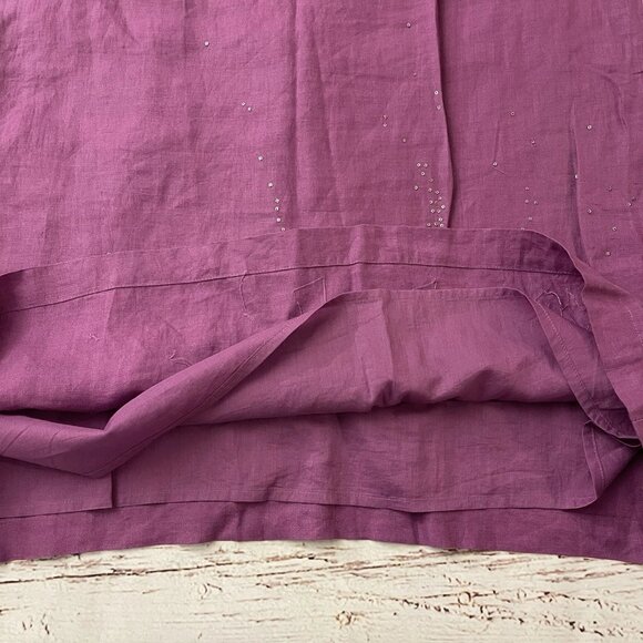 Eileen Fisher Tank Dress Womens 10 Sequins 100% Irish Linen Purple Scoop Neck - Picture 7 of 11